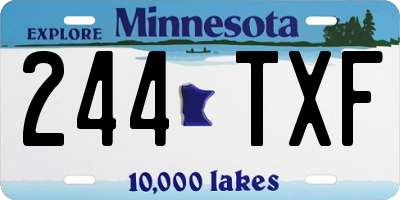 MN license plate 244TXF
