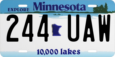 MN license plate 244UAW