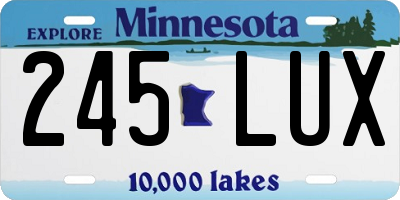 MN license plate 245LUX