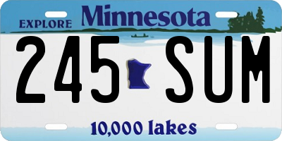 MN license plate 245SUM