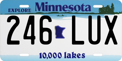 MN license plate 246LUX
