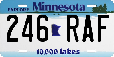 MN license plate 246RAF