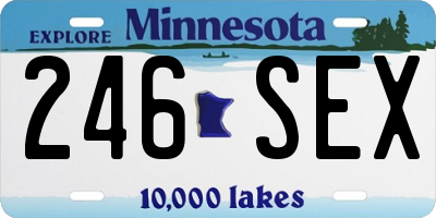 MN license plate 246SEX