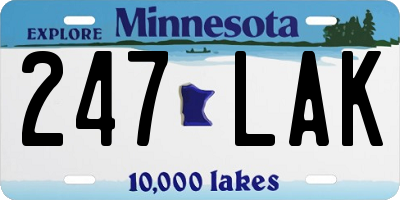 MN license plate 247LAK