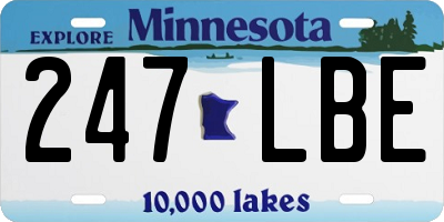 MN license plate 247LBE