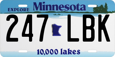 MN license plate 247LBK
