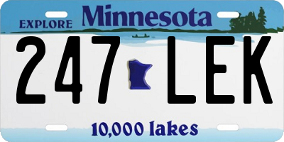 MN license plate 247LEK