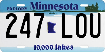 MN license plate 247LOU