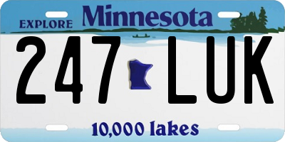 MN license plate 247LUK