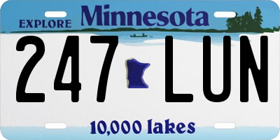 MN license plate 247LUN