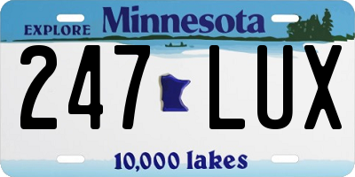MN license plate 247LUX