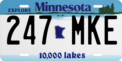 MN license plate 247MKE