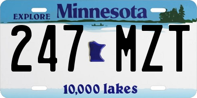 MN license plate 247MZT