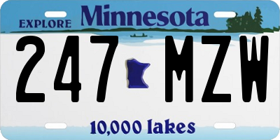 MN license plate 247MZW