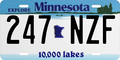 MN license plate 247NZF