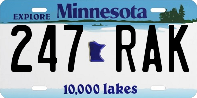 MN license plate 247RAK