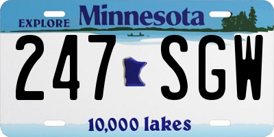 MN license plate 247SGW