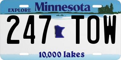 MN license plate 247TOW