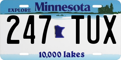 MN license plate 247TUX