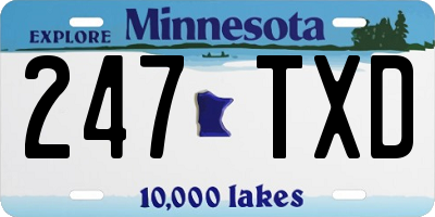 MN license plate 247TXD