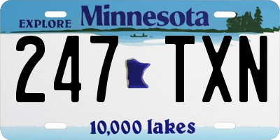 MN license plate 247TXN