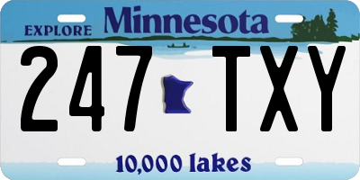 MN license plate 247TXY