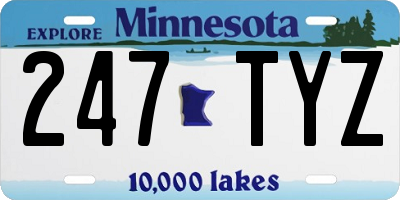 MN license plate 247TYZ
