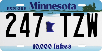 MN license plate 247TZW