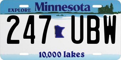 MN license plate 247UBW