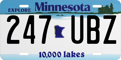 MN license plate 247UBZ