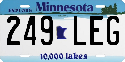 MN license plate 249LEG