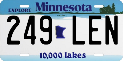 MN license plate 249LEN