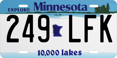 MN license plate 249LFK