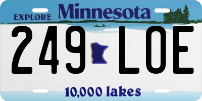 MN license plate 249LOE