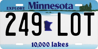 MN license plate 249LOT