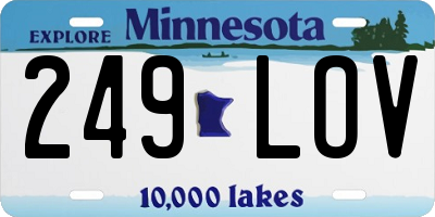 MN license plate 249LOV