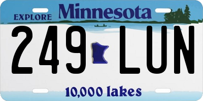 MN license plate 249LUN