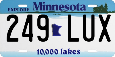 MN license plate 249LUX