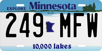 MN license plate 249MFW