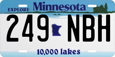 MN license plate 249NBH