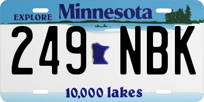 MN license plate 249NBK
