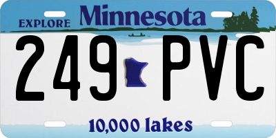 MN license plate 249PVC