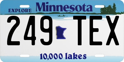 MN license plate 249TEX