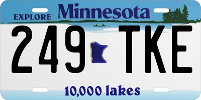 MN license plate 249TKE