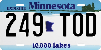 MN license plate 249TOD