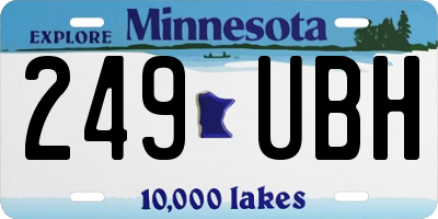 MN license plate 249UBH