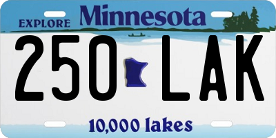 MN license plate 250LAK