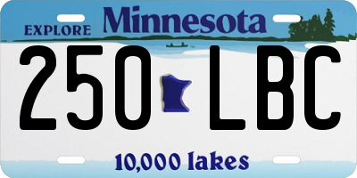 MN license plate 250LBC