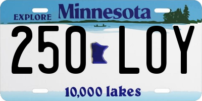 MN license plate 250LOY