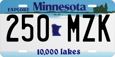 MN license plate 250MZK